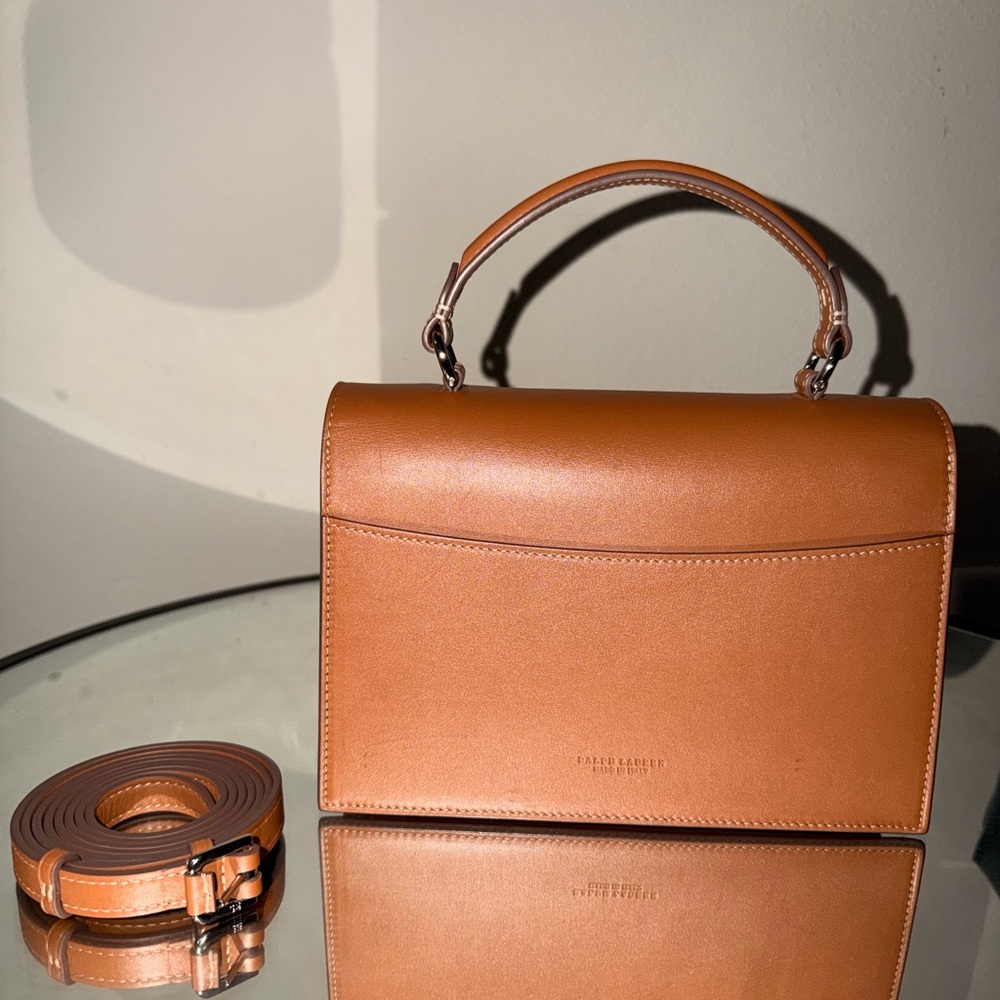 Brown Leather Top-Handle Crossbody Bag - Picture 4 of 6